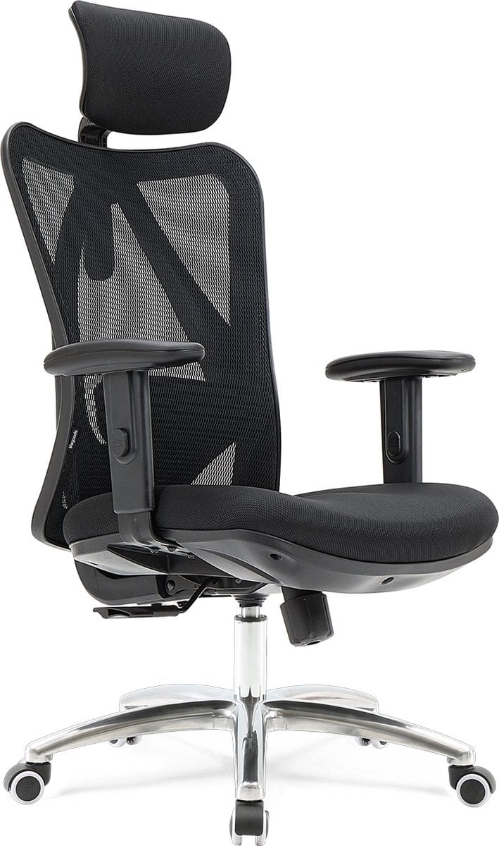 LifeGoods Ergonomischer Bürostuhl - Verstellbar - Bis zu 136 kg - Schwarz