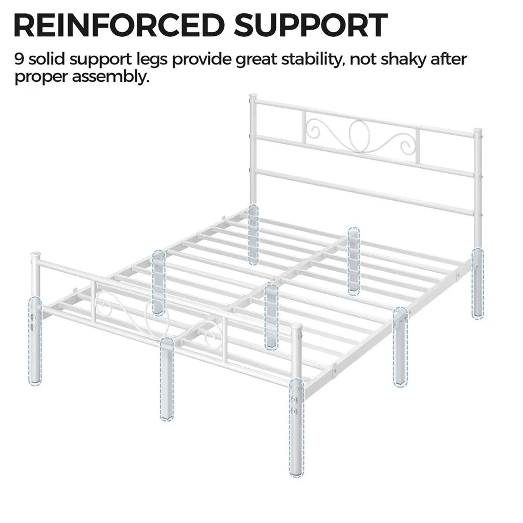 Yaheetech Metallbettgestell 160 x 200 cm – Weiß – Doppelbett mit Lattenrost