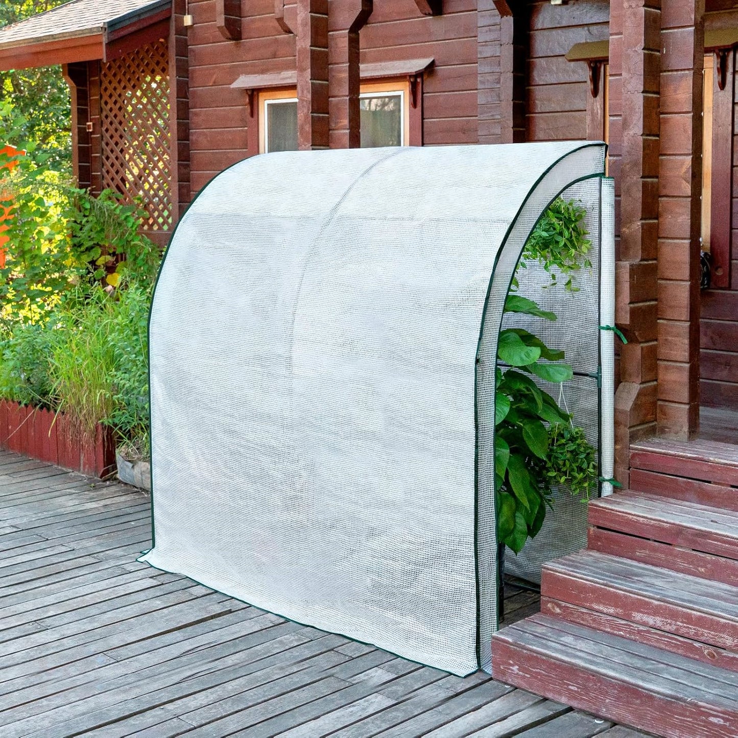 Woltu Gewächshaus für den Garten – halbrund – 200 x 100 x 210 cm – Weiß