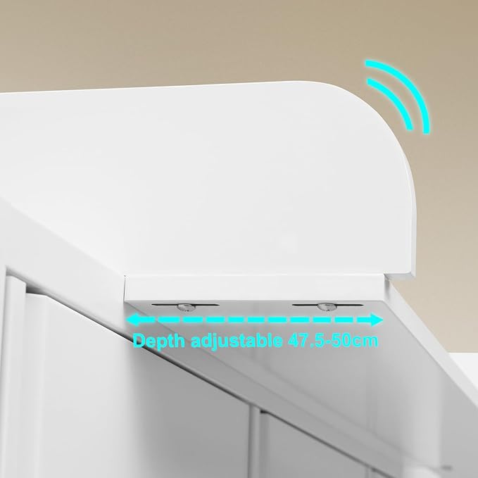 WOLTU WT007 Wickeltisch für Kommode - weißes MDF - verstellbare Tiefe 46,5 bis 50 cm