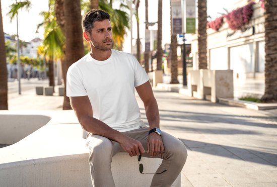 Milanoro - 4er-Pack extra lange Baumwoll-T-Shirts - Weiß - V-Ausschnitt - S