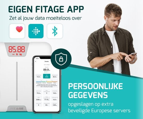 FITAGE Smart Scale mit App misst 17 Körperwerte - Weiß