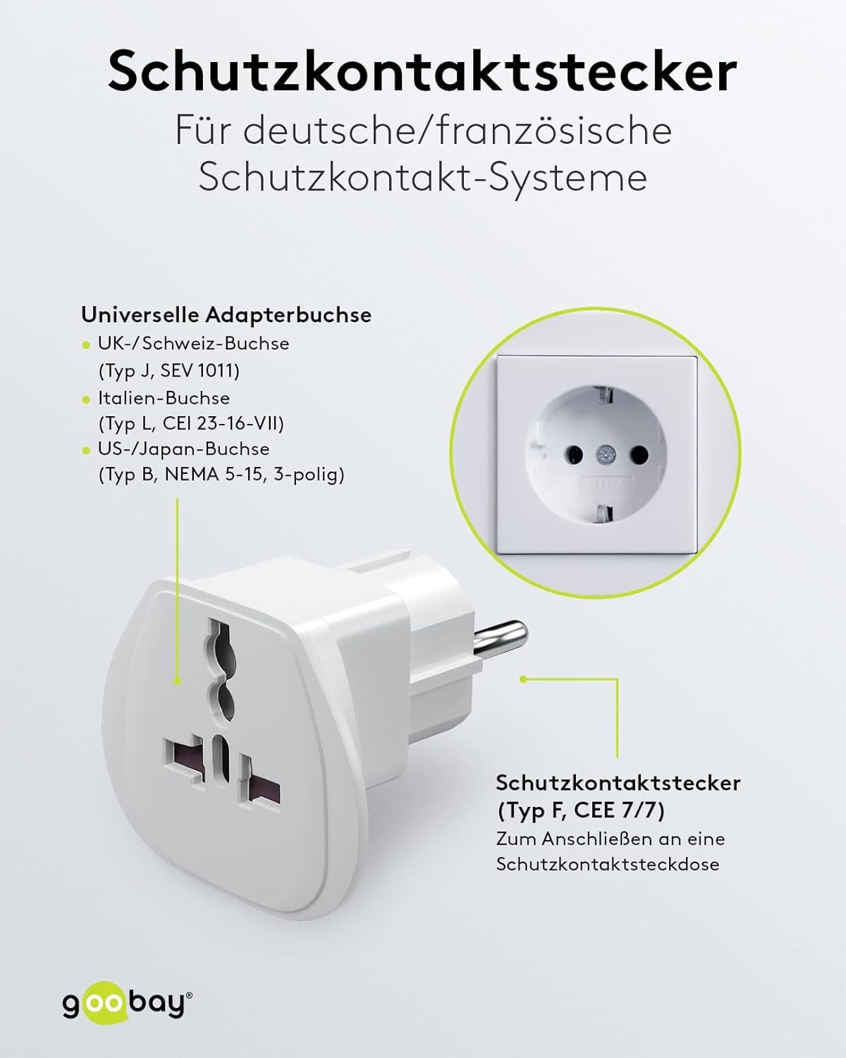 Goobay Universaler Reisestecker - Weiß