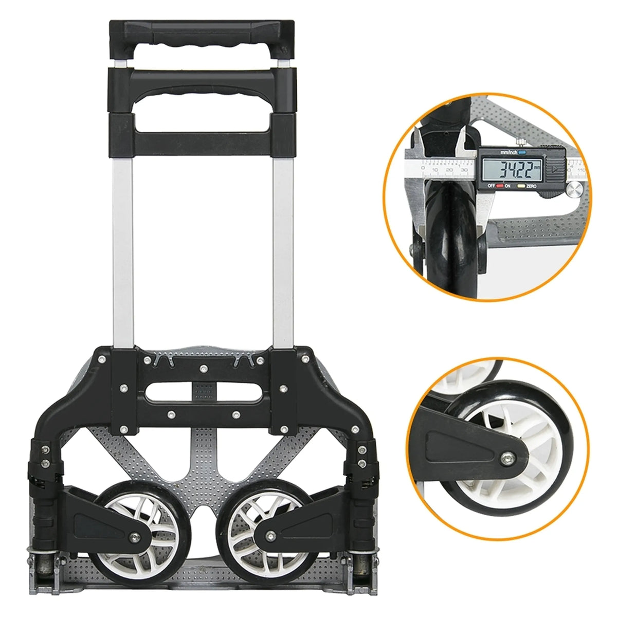 Yaheetech Trolley faltbar 75 kg - Ausgestattet mit Teleskopgriff und Gummirädern und inklusive Spannseil - Für Transport und Umzug - Schwarz und Silber Aluminium und Kunststoff - 39,5 x 39,5 x 100 cm