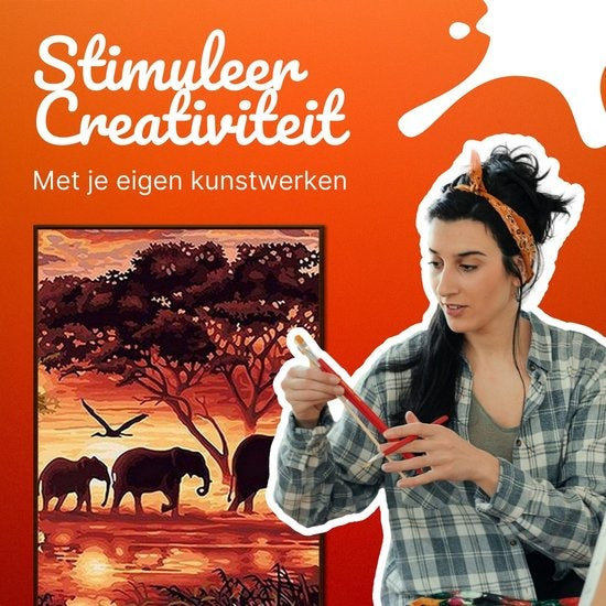 RubyeÂ® Malen nach Zahlen Erwachsene - Elefantenfamilie - inklusive Pinsel - Leinwand Malen nach Zahlen - 40x50cm