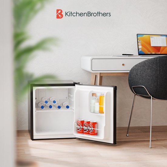 KitchenBrothers Mini-Kühlschrank - 40L - Kleiner Kühlschrank - Freistehend - Frigo - Kompakt - Schwarz