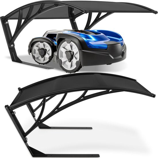 tectake® Garage für Rasenmähroboter - Rasenmäher-Carport - Überdachung der Ladestation für Rasenmäher - Wetterfest - 81 x 100 x 48 cm - Inklusive 4 Erdnägel - Schwarz