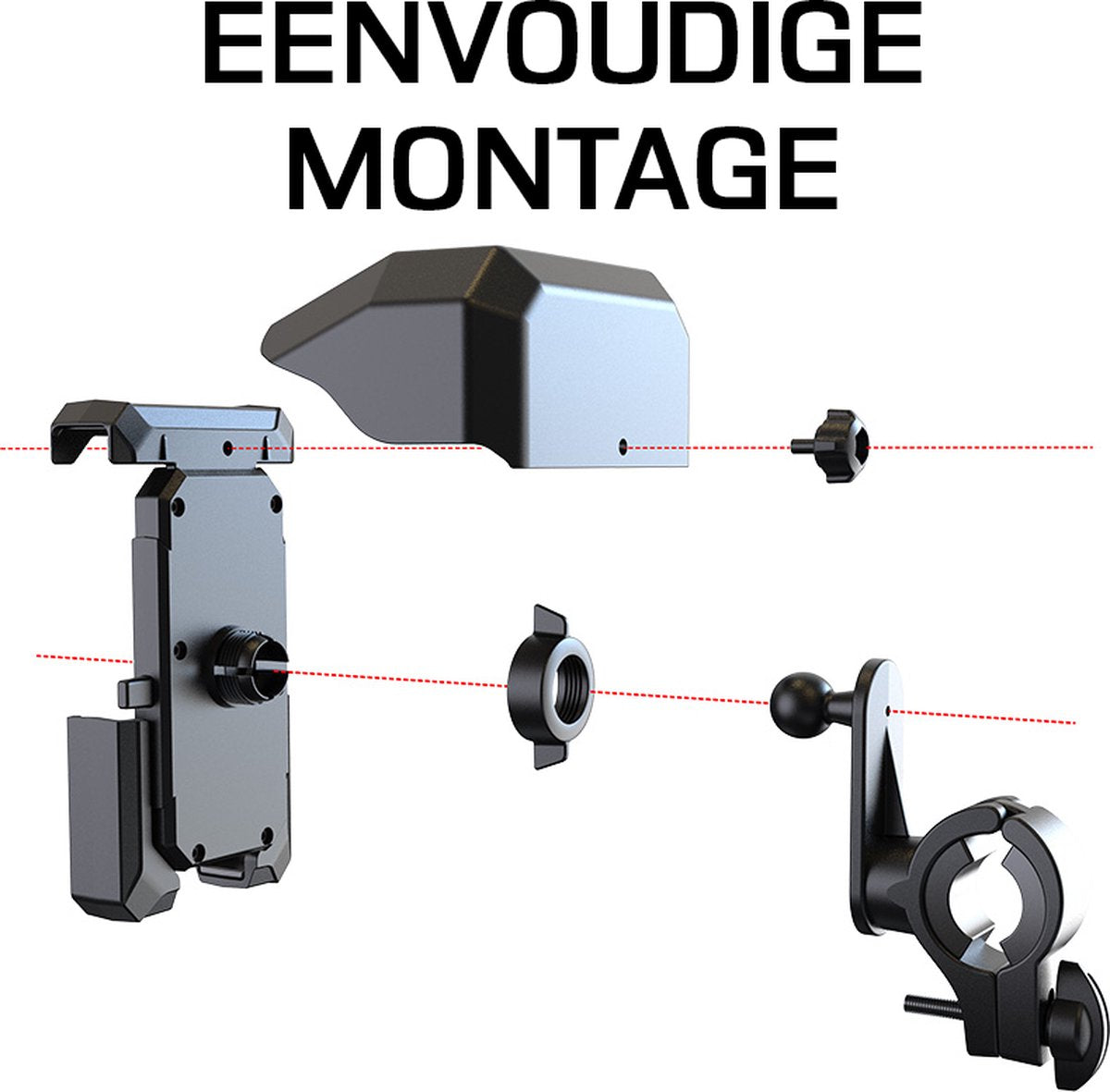 Podec 360° Fahrrad-Telefonhalter mit Sonnenschirm - Verstellbarer Handyhalter für Fahrrad, Roller & Motorrad - Geeignet für Smartphones bis zu 7 Zoll - Stabil & wasserfest