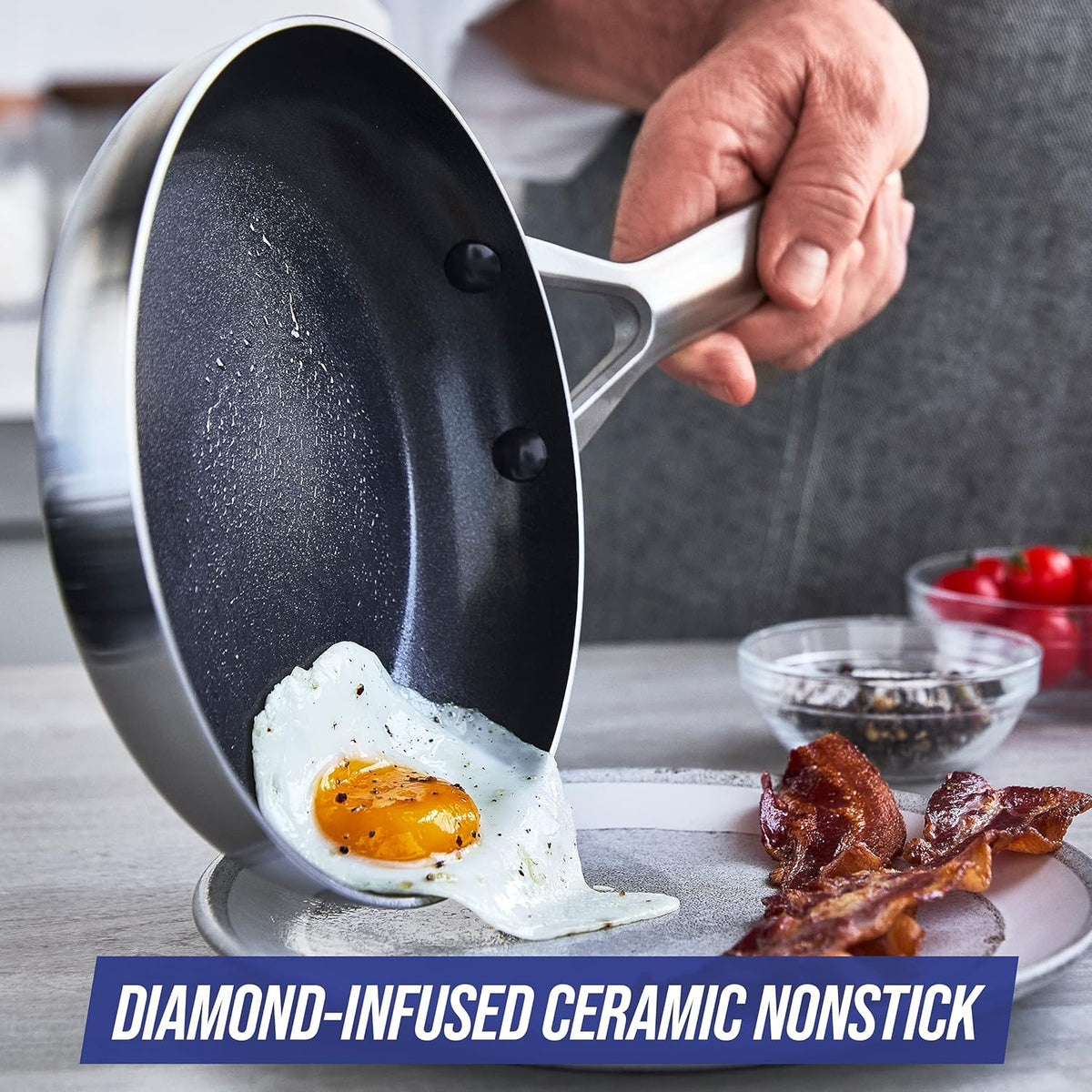 Blue Diamond Pfannenset - 2 Stück - Pfasfrei - Ø24 & Ø26 cm - Edelstahl