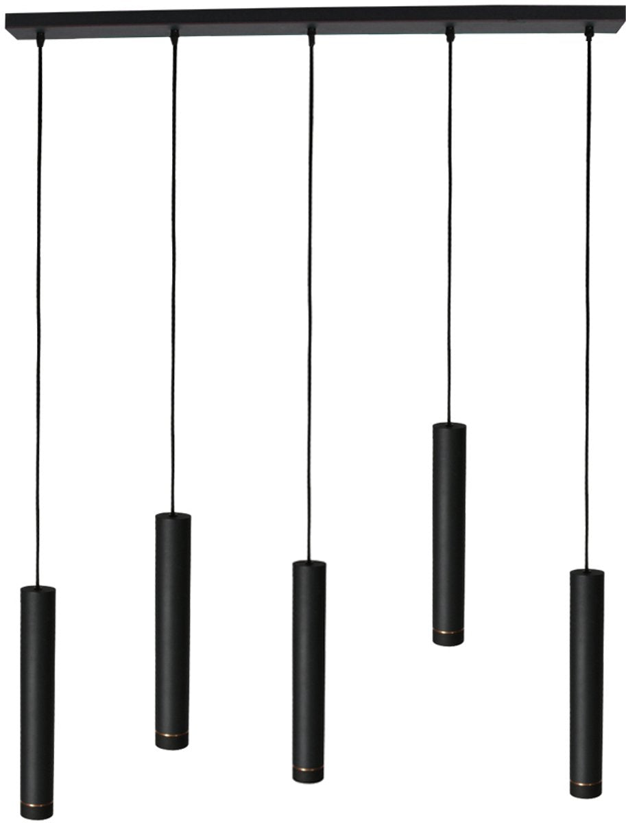 Mexlite Pendelleuchte DownLume - 5-flammig - Schwarzes Metall - Große Esstischlampe - GU10 - Modernes Design