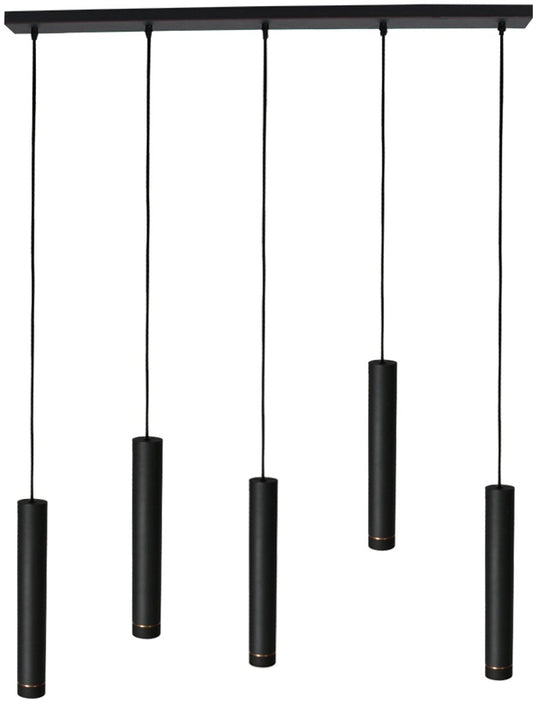 Mexlite Pendelleuchte DownLume - 5-flammig - Schwarzes Metall - Große Esstischlampe - GU10 - Modernes Design