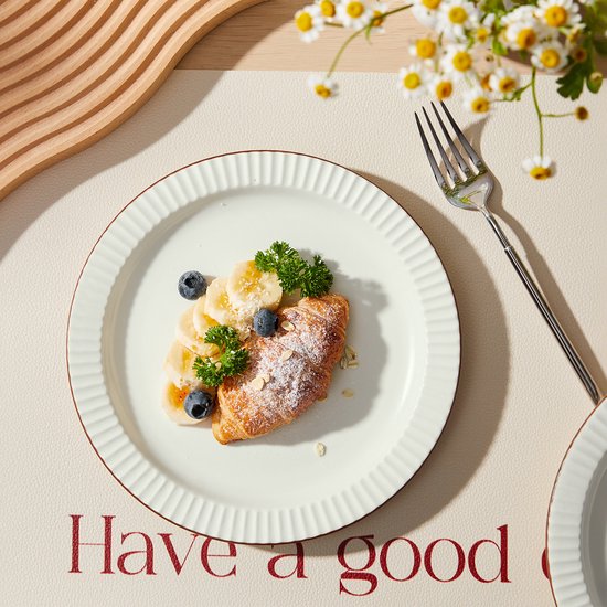 4er-Set Essteller (Ø 21,3 cm / 8,5 Zoll), Frühstücksteller, Pastateller, Pizzateller, Geschirrset für 4 Personen, geeignet für Restaurants, Gastronomie, Feiern, Familienfeste, Bankette und Picknicks, mikrowellen- und spülmaschinenfest, Keramik