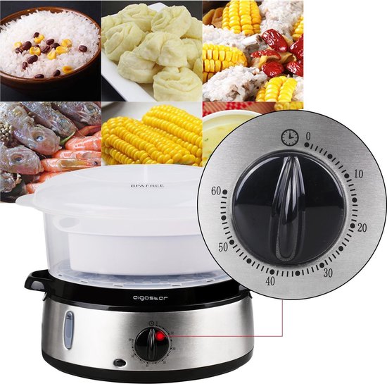 Aigostar Fitfoodie 30INA – Dampfgarer 9 l – mit Timer – 800 W – 3 Ebenen – Edelstahl