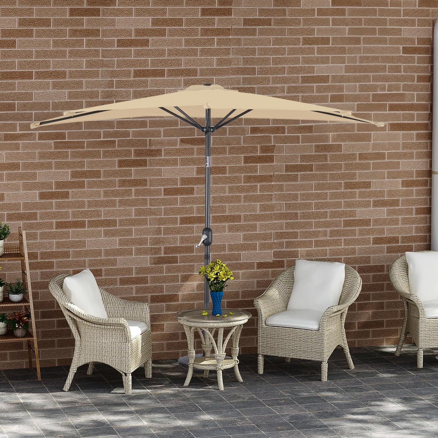 Angel Living Balkon-Sonnenschirm - halbrund - 245 x 122 cm - Beige