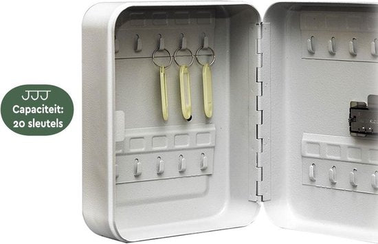 BRASQ Schlüsselsafe 20 Schlüssel mit Zahlenschloss - Schlüsselkasten, Schlüsselschrank KC300 Grau mit Zahlenschloss