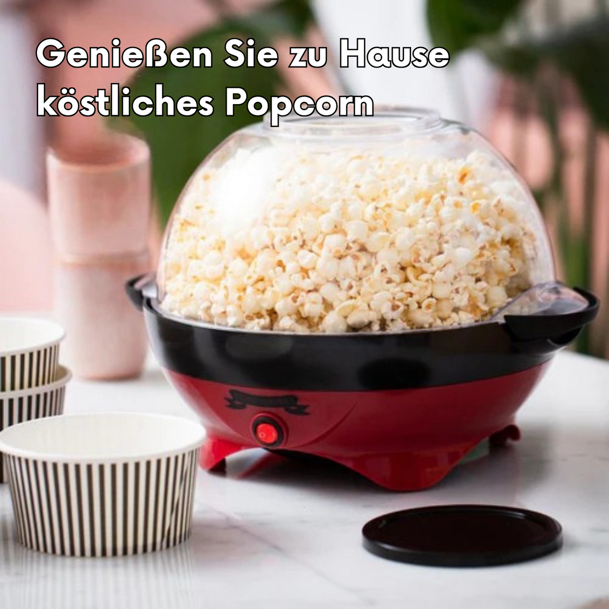 Gadgy - Popcornmaschine - mit Antihaftbeschichtung - leise und schnell - 5 Liter - Rot