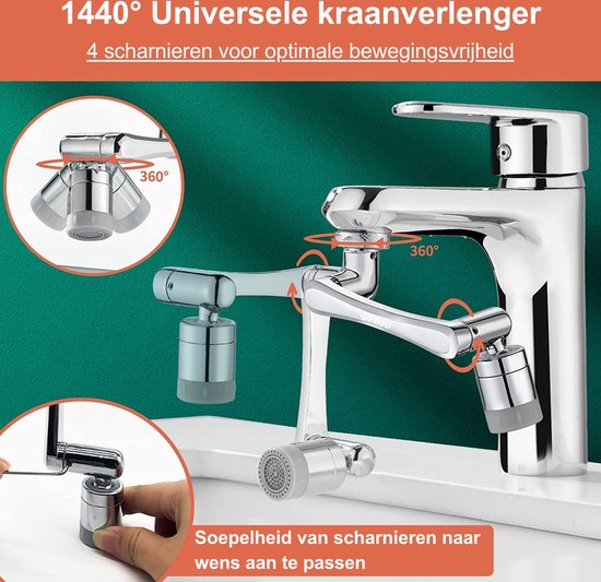 Feau Wasserhahnverlängerung - Wasserhahnaufsatz - Wasserhahnverlängerung - 1440Â° schwenkbar - Material 100% Messing - universal