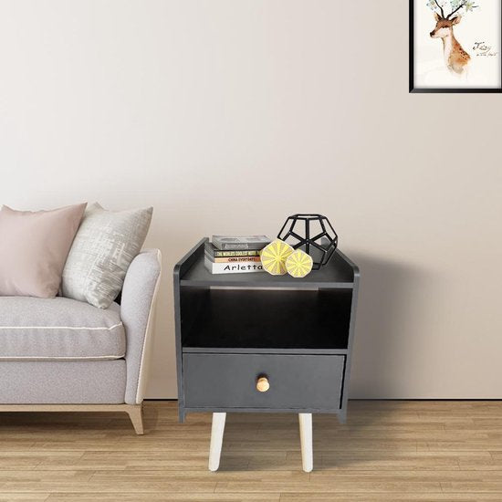 Nachttisch Pukkie - Beistelltisch - kleiner Tisch Diele Wohnzimmer - 58 cm hoch - schwarz