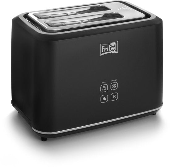 FRITEL Toaster TO 2995 – Stilvoller Toaster – 2 Schlitze – 7 Bräunungsstufen – 850 W – Touch-Display – Mattschwarz – Herausnehmbare Krümelfangschale + Brötchenaufsatz