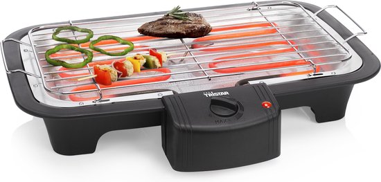 Tristar BQ-2813 Elektrogrill – Raucharmer Tischgrill 2000 W – Grillrost 38 x 22 cm – Schwarz – Perfekt für den Balkon oder den Campingplatz