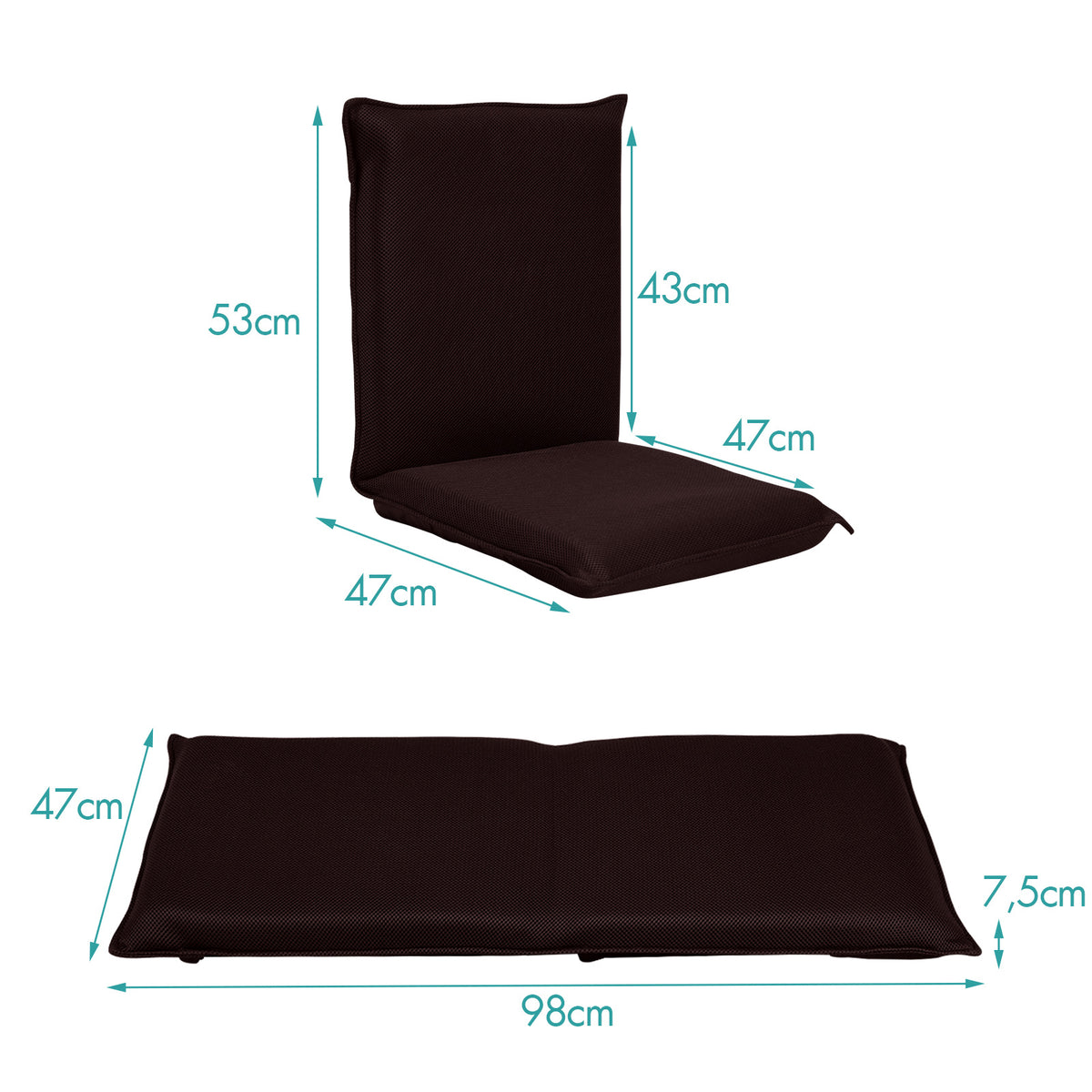 Coast Bodensofa Bodensessel mit 6-stufig verstellbarer Rückenlehne Meditationsstuhl Kaffee