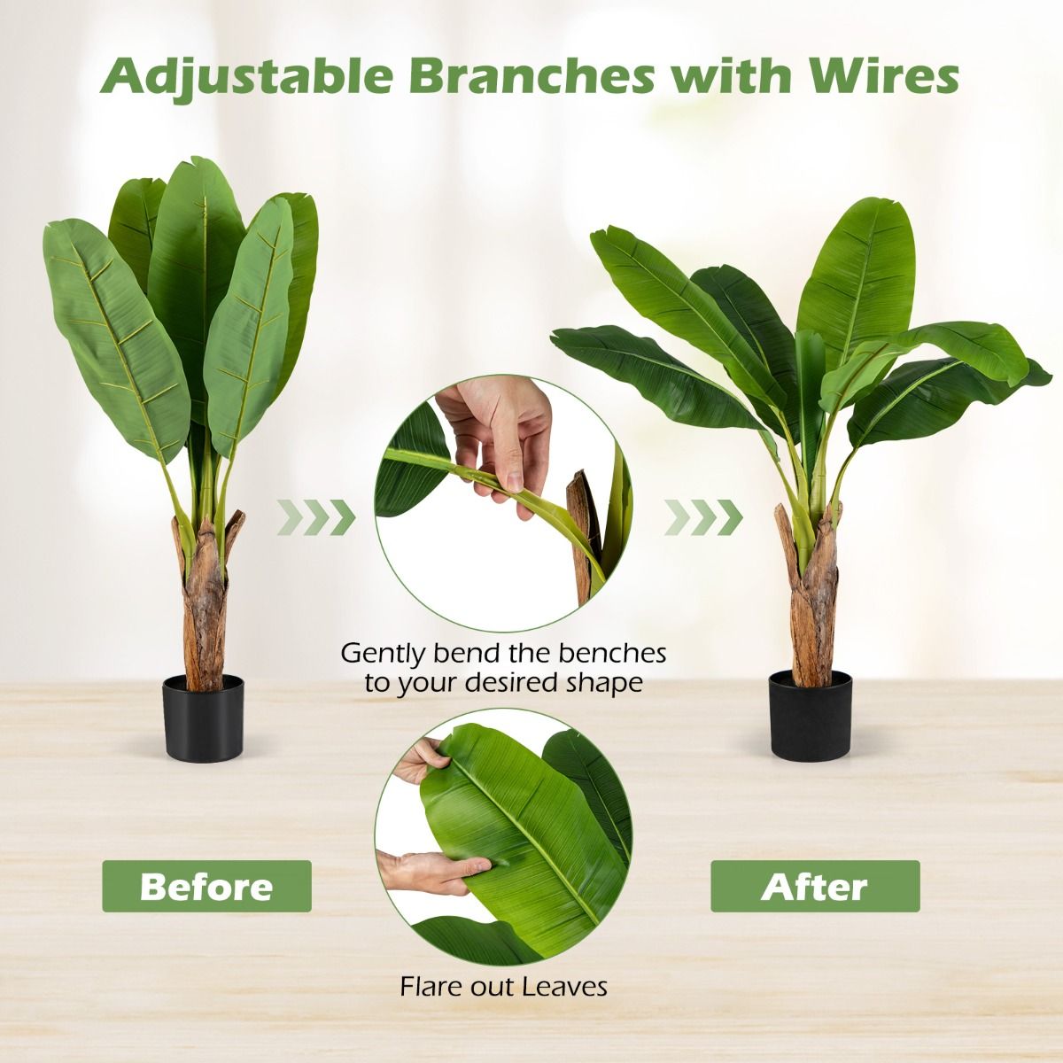 Coast Kunstpflanzen-Set – Tropische Palme und Paradiesvogelblume – 2 Stück – 107 cm – Grün