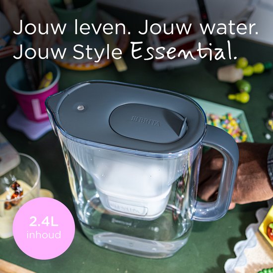 BRITA Wasserfilterkanne Style Essential Cool Stone Blue + 3 MAXTRA PRO Pure Performance (SIOC)