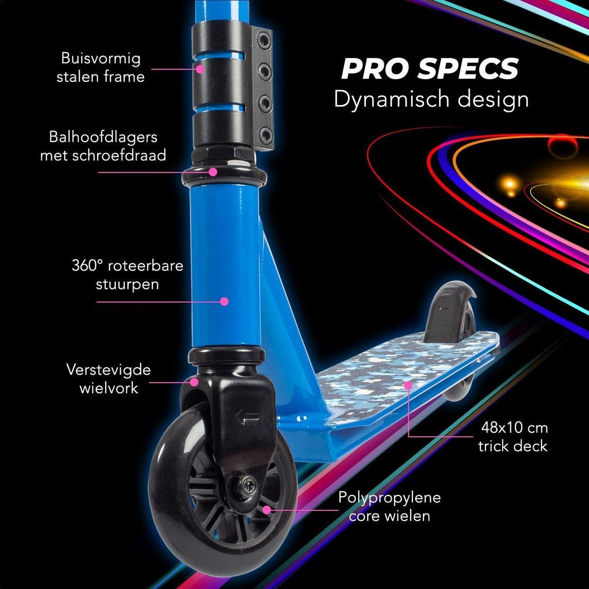 LifeGoods StuntRider - Stunt-Scooter - Kickroller - Stufe 8+ Jahre - 100mm Räder - Jungen/Mädchen - Blau