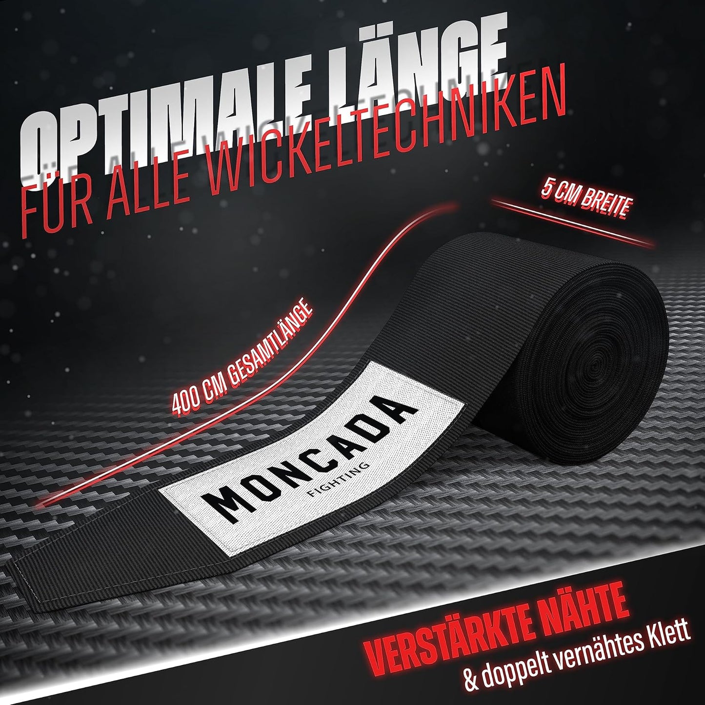 Moncada Fighting - Boxbandage - 4m - Schwarz