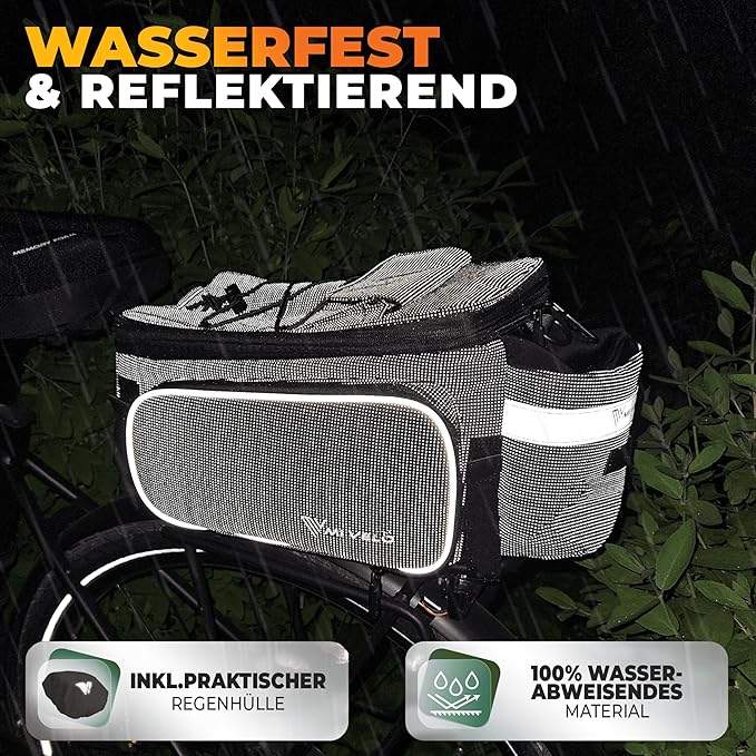 MIVELO Gepäcktasche - wasserdicht & reflektierend - 20 Liter - schwarz reflektierend