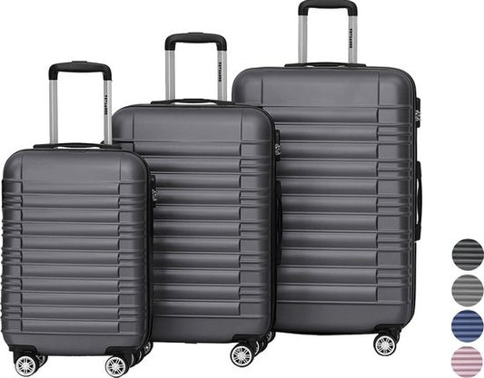 TRVLMORE - Kofferset - 3 Stück - 38L (Handgepäck) + 70L + 110L - Dunkelgrau