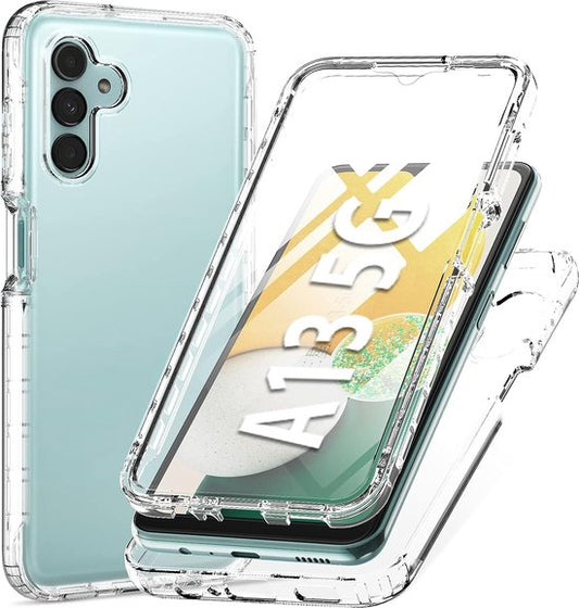 Podec 2-in-1-Hülle mit Displayschutzfolie, passend für das Samsung Galaxy A13 5G, transparente Handyhülle – stoßfeste Schutzhülle