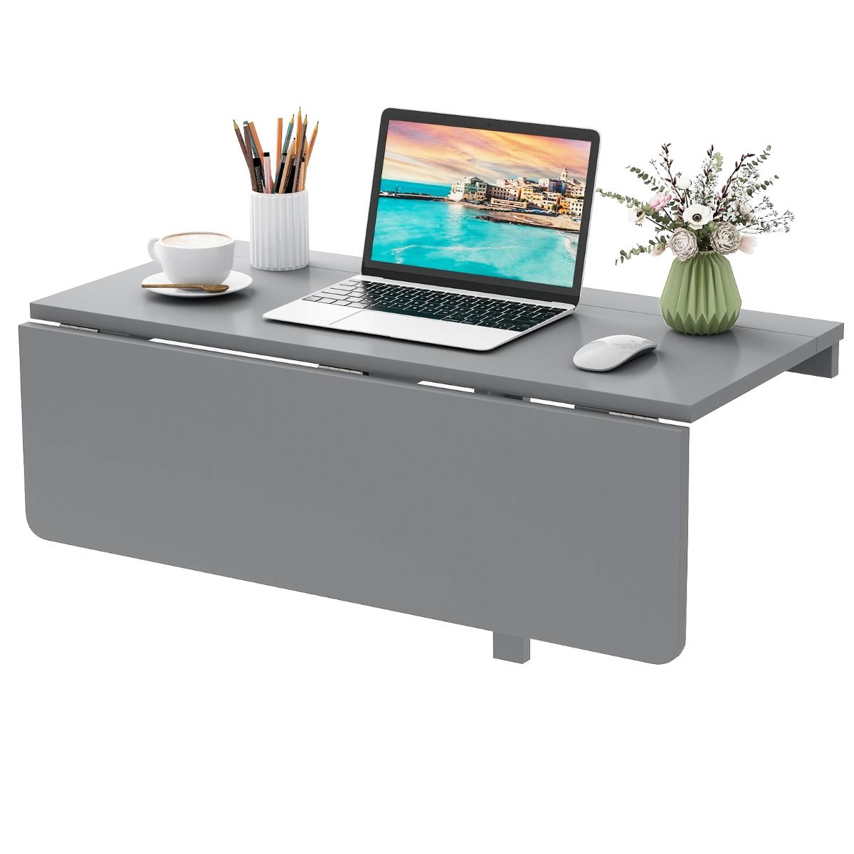 Coast Wandklapptisch – zusammenklappbarer Schreibtisch – platzsparendes Design – grau 80 x 60 x 45 cm