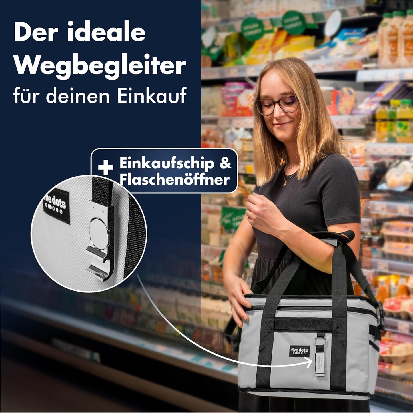 Five Dots Kühltasche - 17L - Grau - 25 x 33 x 20 cm