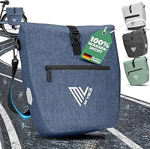 MIVELO Fahrradtasche – 2in1 Gepäckträgertasche & Schultertasche – 20 Liter – Jeansblau