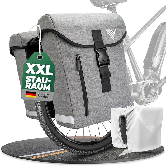 MIVELO Gepäckträgertasche – Doppel & Wasserdicht – 36 Liter – Kompatibel mit MIK & Racktime – Grau