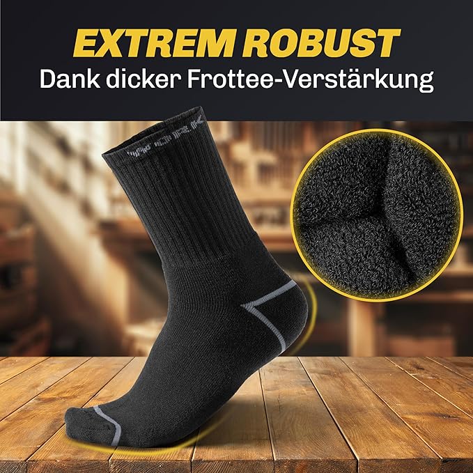 Hero Work 10 Paar Premium Arbeitssocken für Männer - Verstärkte Baumwolle, bequemer Bund, strapazierfähig - Größe 47-50