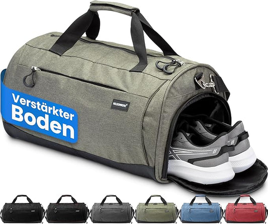 Herowerk Sporttasche mit Schuhfach und Nassfach - Trainingstasche für Frauen und Männer - 48x26x25 cm - 30L - Grün