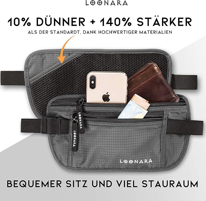 loonara Reise-Hüfttasche grau 2tlg.