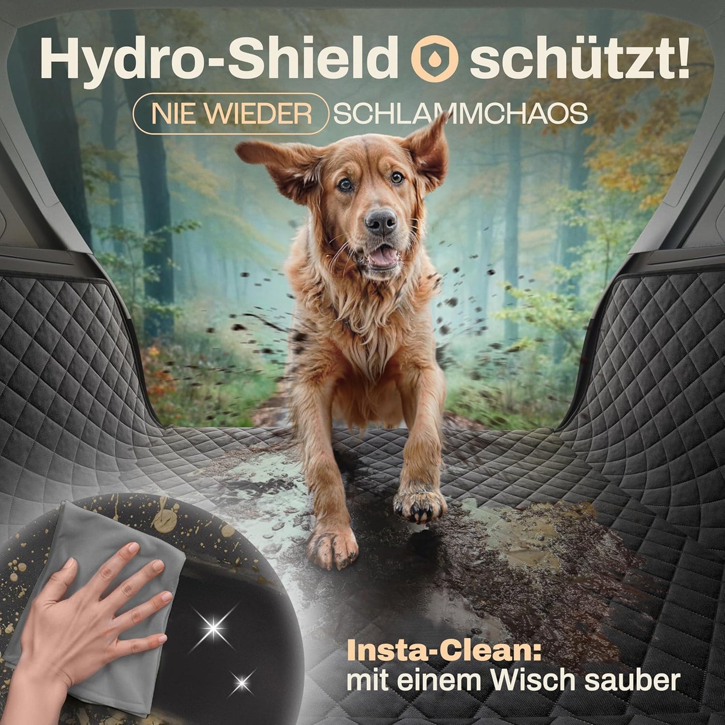 HELDENWERK Stiefelschutz für Hunde - wasserdicht & kratzfest - mit Seiten- und Stoßschutz - universell passend - hochwertig gepolstert - schwarz