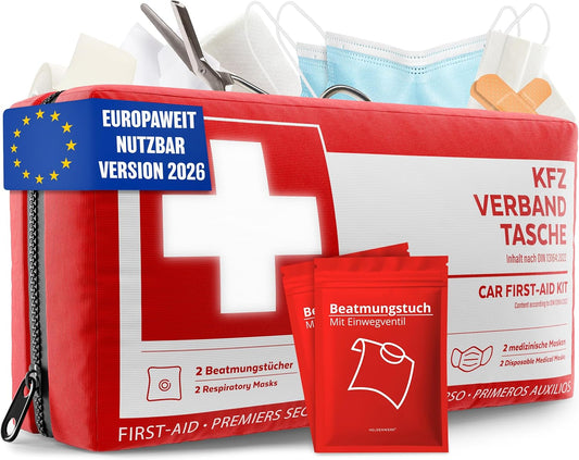 Heroism Car Bandage Bag - DIN 13164:2022 - Europäisch zugelassenes Erste-Hilfe-Set für Autos