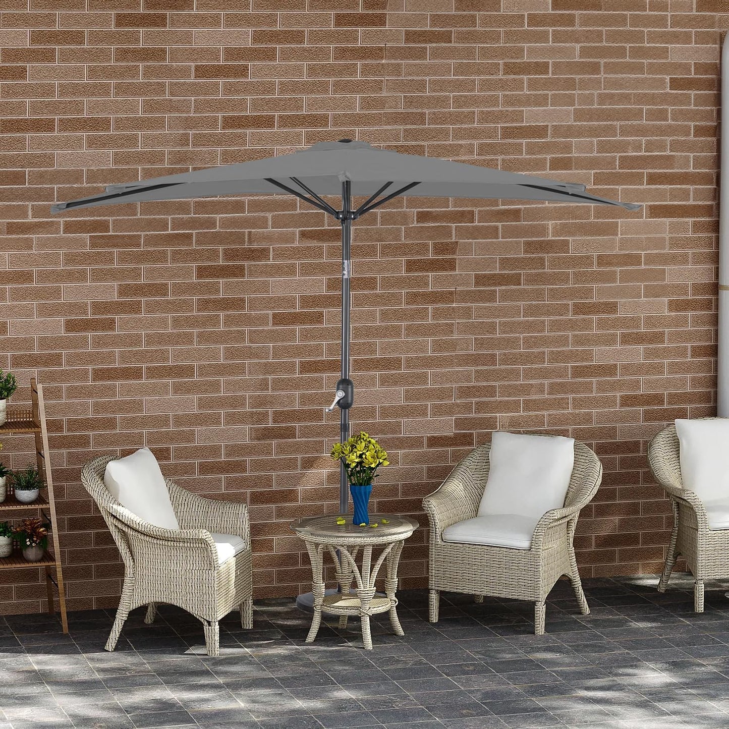 Angel Living Balkon-Sonnenschirm - halbrund - 245 x 120 cm - Grau