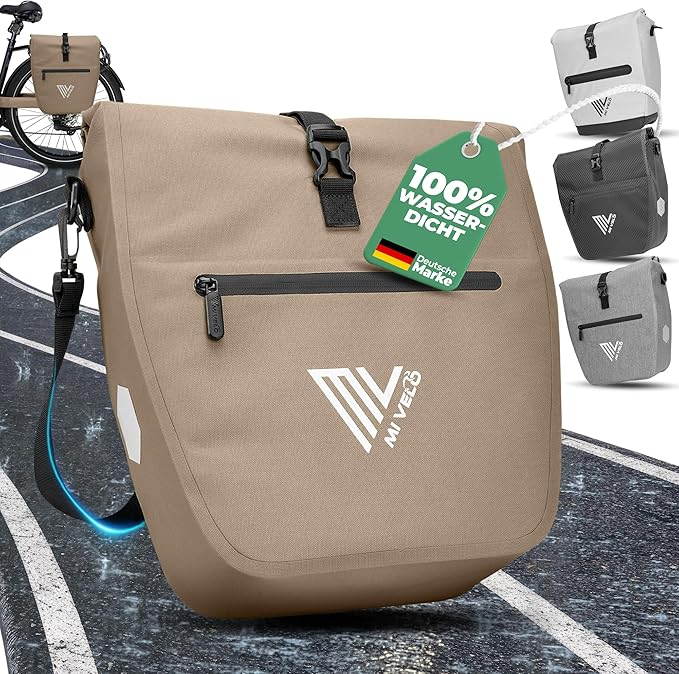 MIVELO Packtasche - Wasserdicht & Inkl. Schultergurt - 20 Liter - Sandbeige