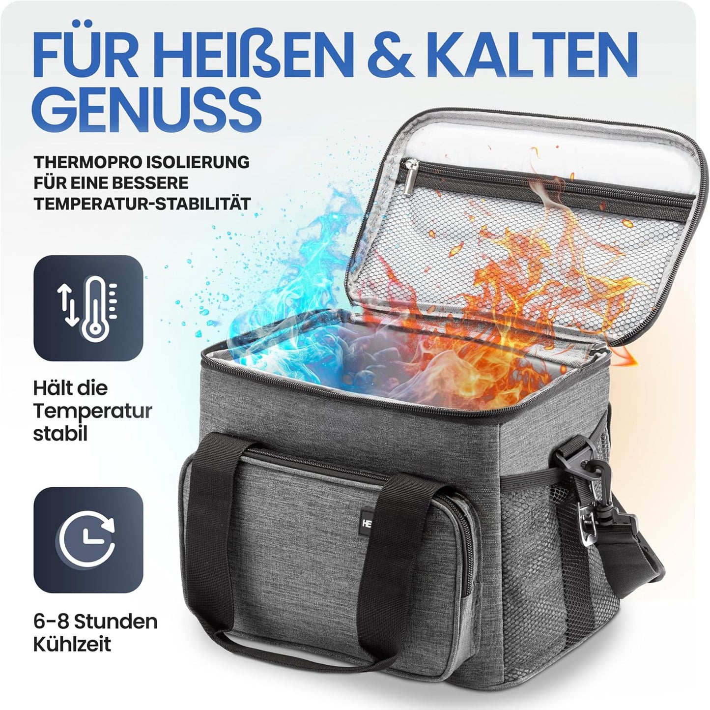 HELDENWERK Kühltasche klein & faltbar 10 L - Isolierte Lunch-Tasche für Essen & Getränke - wasserdicht & auslaufsicher - Picknick-Tasche, Kühlbox, Brunch- und Frühstückstasche