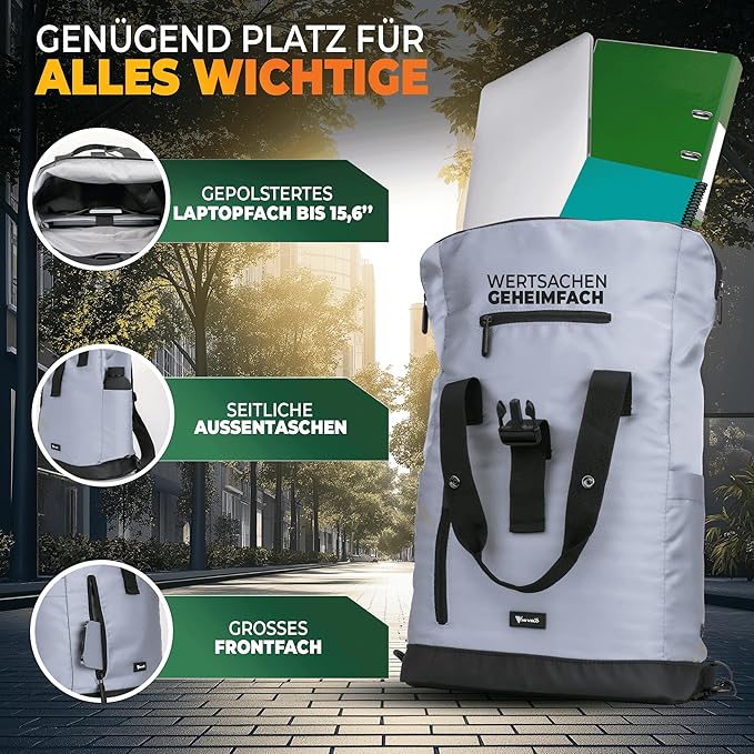 MIVELO - Gepäckträgertasche für Gepäckträger - 22 l Fassungsvermögen - Polyester - Reflektierend & Schwarz - Mit Laptop-Tasche & Schultergurt - Für E-Bike & City Bike