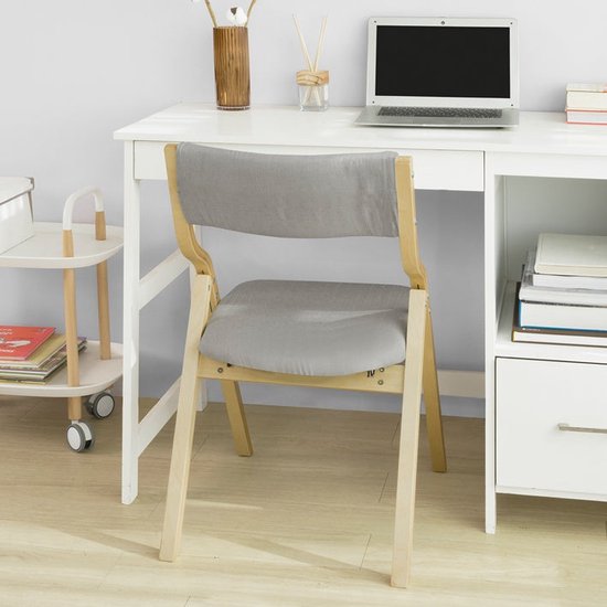 Klappstuhl - Küchenstuhl - Bürostuhl für Kinder - Gestell aus Birkenholz - Gepolsterter Komfort - Abnehmbarer und waschbarer Bezug - 48 cm x 14 cm x 91 cm