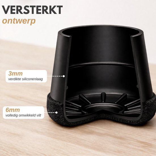 Vaive Stuhlbeinschoner Rund mit Filz - 24 Stück - Stuhlbeinkappen Ø24-30 mm - Bodenschutz für Stühle - Schwarz