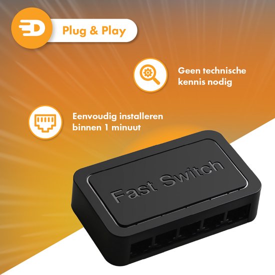 Drivv. Netzwerk-Switch - bis zu 1000Mbps - 5 Ports - Internet-Switch - RJ45-Splitter - schwarz