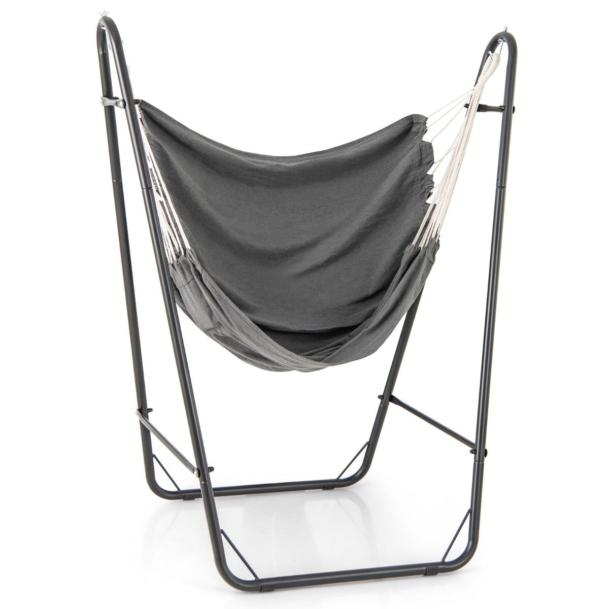 Coast Hängesessel mit Ständer – Sitzfläche aus Baumwolle und Polyester – Seitentaschen – Grau – 130 x 87 x 161 cm
