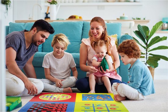 Lifetime Games Spielmatte 4-in-1 Spiele - 119 x 119 x 1 CM - 4 Spiele mit Spielsteinen - Grundfarben